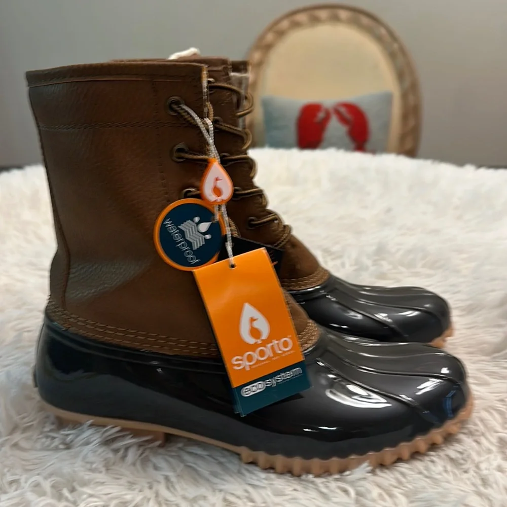 NEW Sporto Dakota Lace up rubber duck boot’s waterproof women size 8